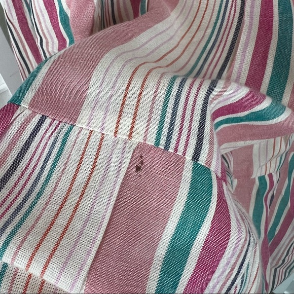 NWT Thread & Supply Rainbow Stripe Tiered Ruffle Shoulder-Tie Midi Dress Medium - Picture 7 of 9